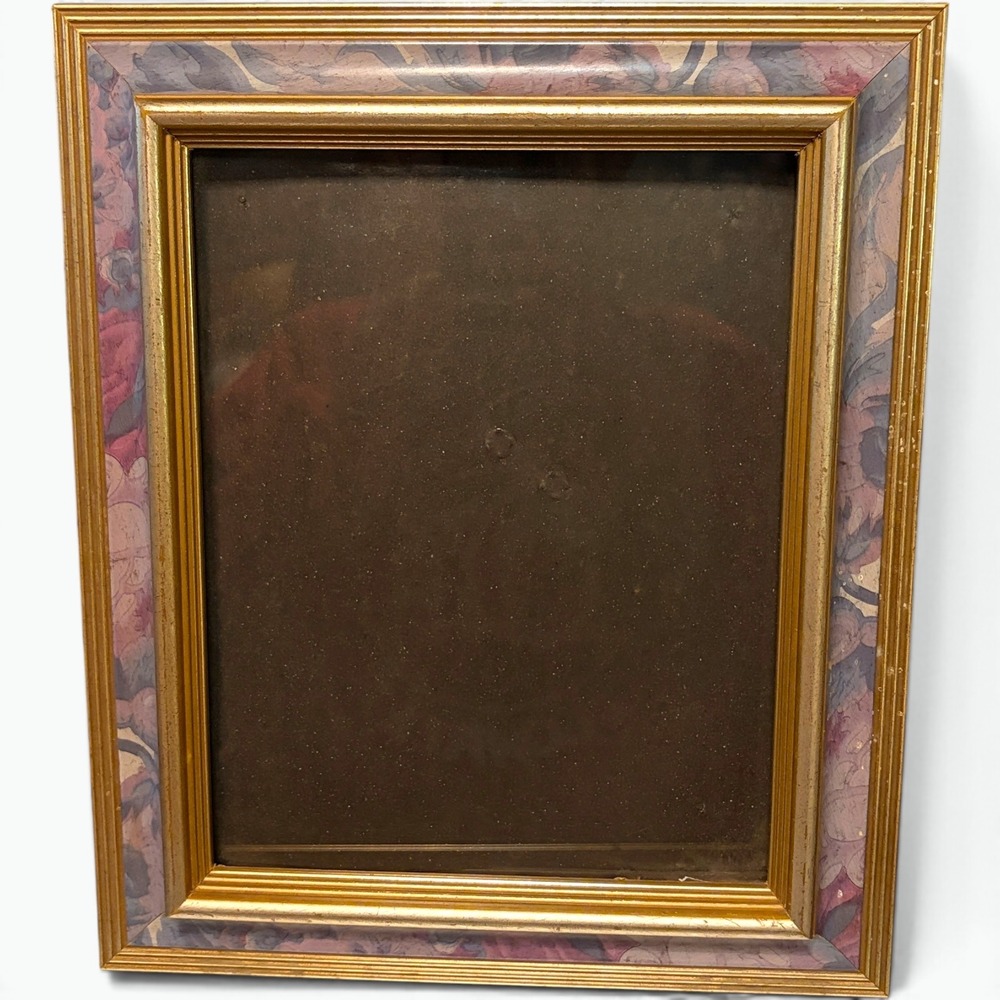 Vintage Gold Trim 80s Picture Frame Floral Watercolor Pastel's Abstract 8x10